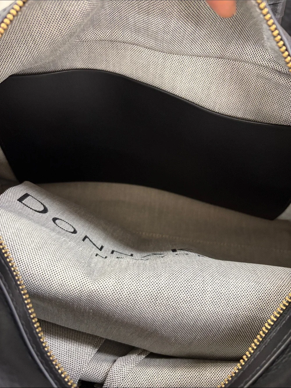Donna Karan chantilly Satchel leather bag with Gold Charm Chain